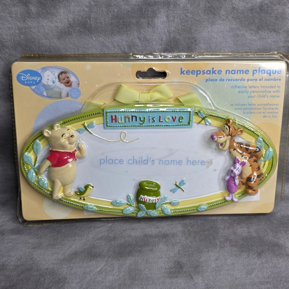 Disney Baby WINNIE THE POOH Keepsake Name Plaque Vintage Adhesive Letters Tigger